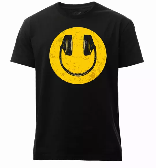 Мужская премиум футболка Music smile Черный фото