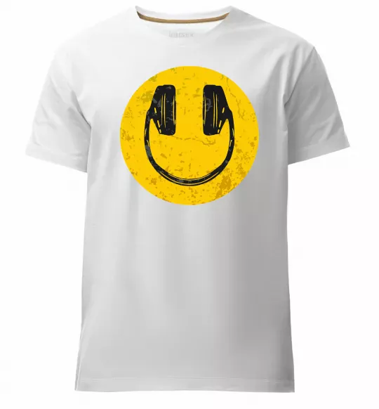 Мужская премиум футболка Music smile Белый фото