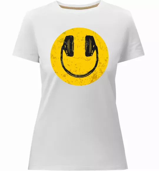 Женская премиум футболка Music smile Белый фото