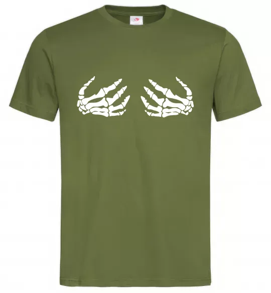 Чоловіча футболка Skeleton hands Оливковий фото