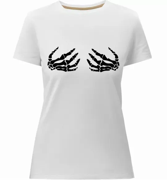Женская премиум футболка Skeleton hands Белый фото