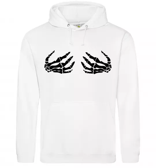 Мужская толстовка (худи) Skeleton hands Белый фото