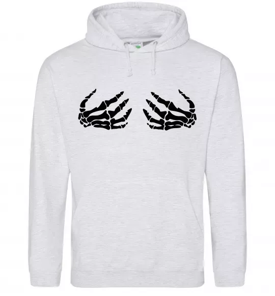 Мужская толстовка (худи) Skeleton hands Серый меланж фото