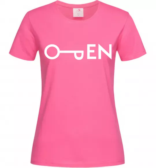Женская футболка Open ключ Ярко-розовый фото
