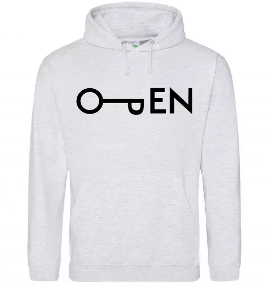 Мужская толстовка (худи) Open ключ Серый меланж фото