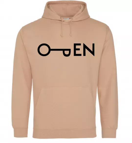Мужская толстовка (худи) Open ключ Песочный фото