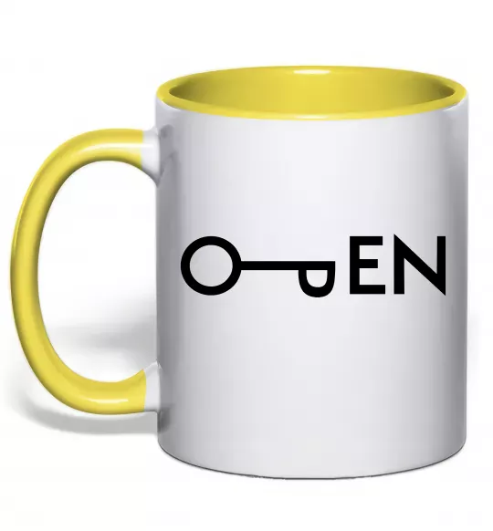 Чашка с цветной ручкой Open ключ Солнечно желтый фото