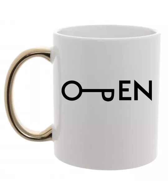 Чашка с цветной ручкой Open ключ Золото фото