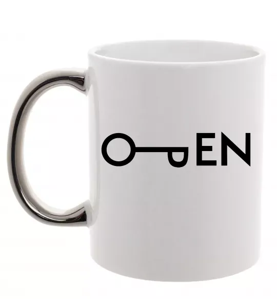 Чашка с цветной ручкой Open ключ Серебро фото