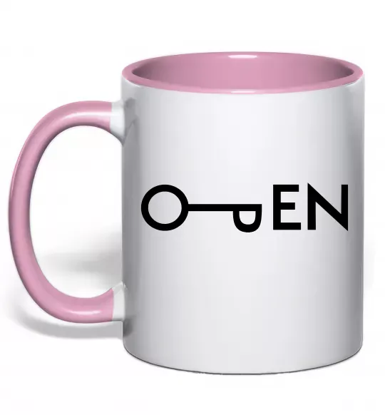 Чашка с цветной ручкой Open ключ Нежно розовый фото