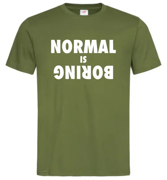 Мужская футболка Normal is boring Оливковый фото