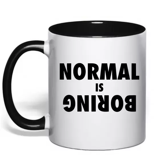 Чашка с цветной ручкой Normal is boring Черный фото