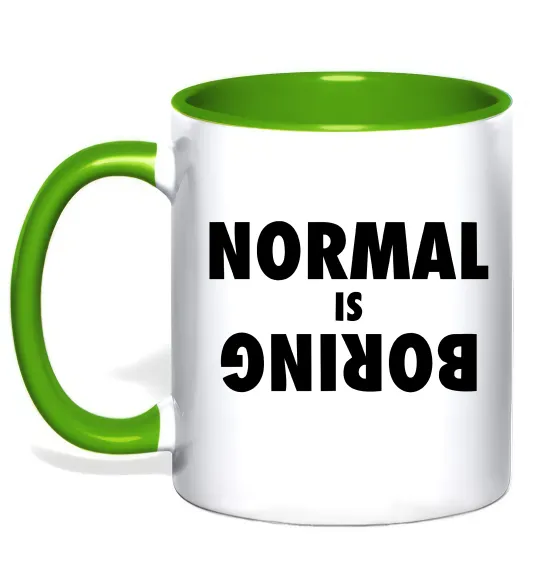 Чашка с цветной ручкой Normal is boring Лаймовый фото