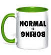 Чашка с цветной ручкой Normal is boring Лаймовый фото