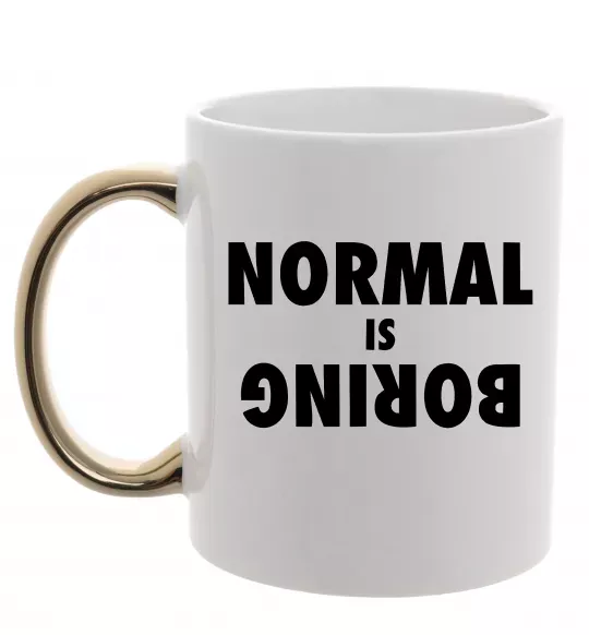 Чашка с цветной ручкой Normal is boring Золото фото