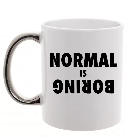 Чашка с цветной ручкой Normal is boring Серебро фото