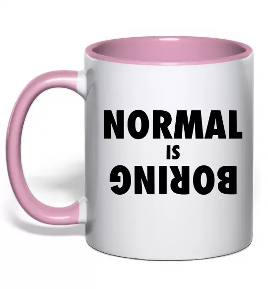 Чашка с цветной ручкой Normal is boring Нежно розовый фото