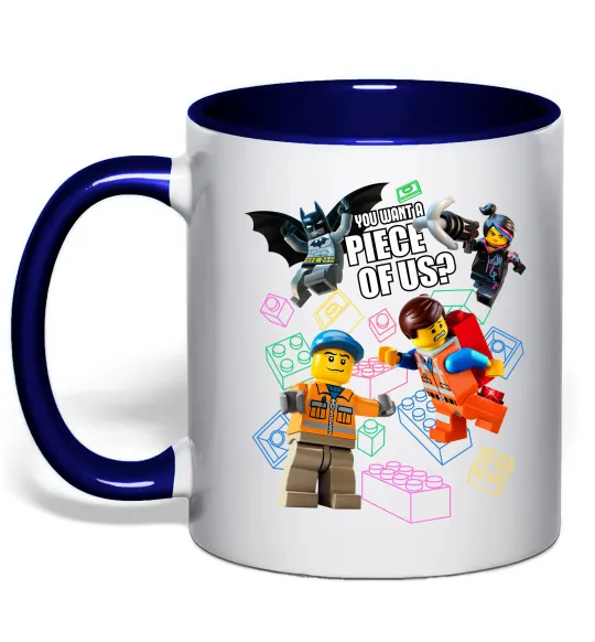 Чашка с цветной ручкой Lego You want a piece of us Глубокий темно-синий фото