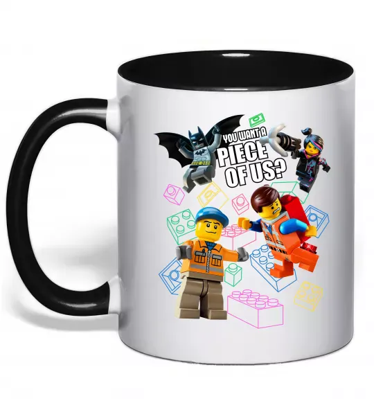 Чашка с цветной ручкой Lego You want a piece of us Черный фото