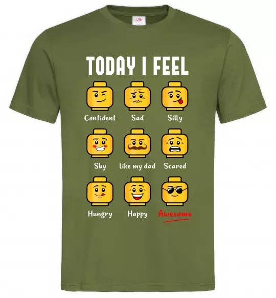 Мужская футболка Lego today I feel Оливковый фото