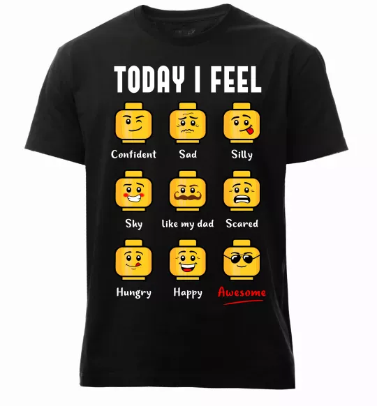 Мужская премиум футболка Lego today I feel Черный фото