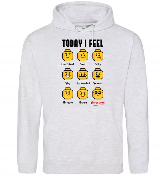 Мужская толстовка (худи) Lego today I feel Серый меланж фото