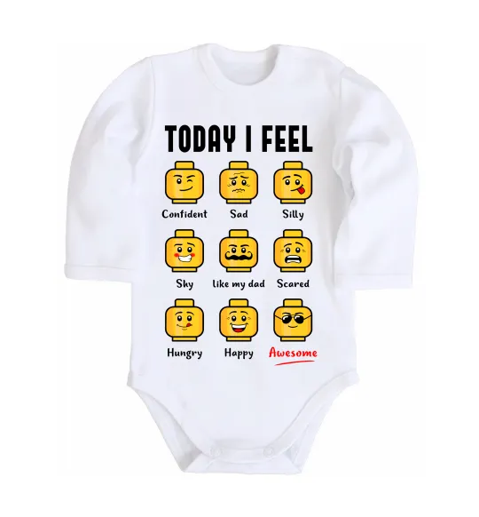 Дитячий бодік Lego today I feel Білий фото