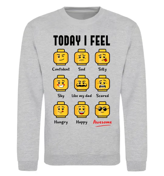 Свитшот Lego today I feel Серый меланж фото