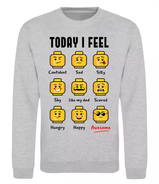Свитшот Lego today I feel Серый меланж фото