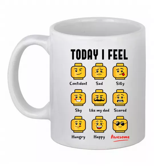 Чашка керамическая Lego today I feel Белый фото