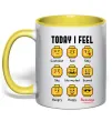 Чашка с цветной ручкой Lego today I feel Солнечно желтый фото