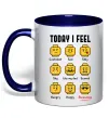 Чашка с цветной ручкой Lego today I feel Глубокий темно-синий фото