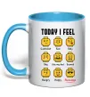 Чашка с цветной ручкой Lego today I feel Голубой фото