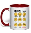 Чашка с цветной ручкой Lego today I feel Красный фото