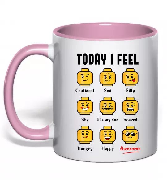 Чашка с цветной ручкой Lego today I feel Нежно розовый фото