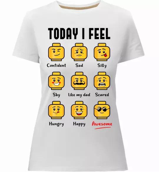 Жіноча преміум футболка Lego today I feel Білий фото