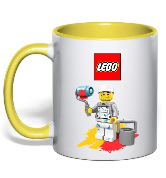 Чашка с цветной ручкой Lego painter Лимонный фото