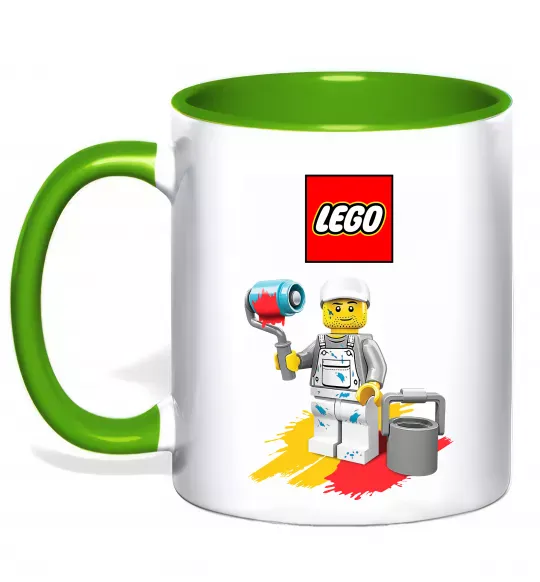 Чашка с цветной ручкой Lego painter Зеленый фото