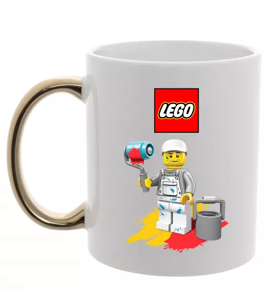 Чашка с цветной ручкой Lego painter Золото фото