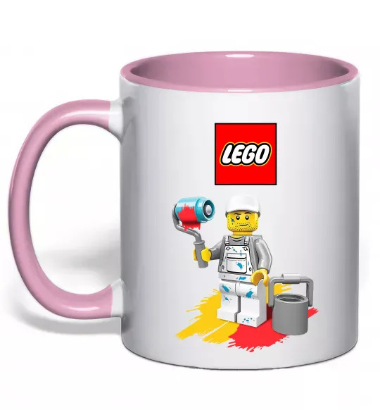 Чашка с цветной ручкой Lego painter Нежно розовый фото