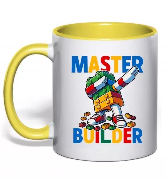 Чашка з кольоровою ручкою Master builder Сонячно жовтий фото