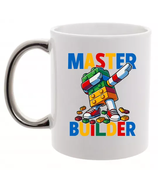 Чашка з кольоровою ручкою Master builder Срібло фото