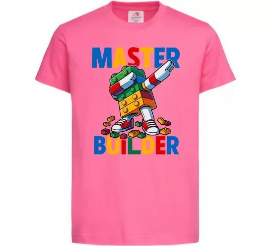 Дитяча футболка Master builder Яскраво-рожевий фото