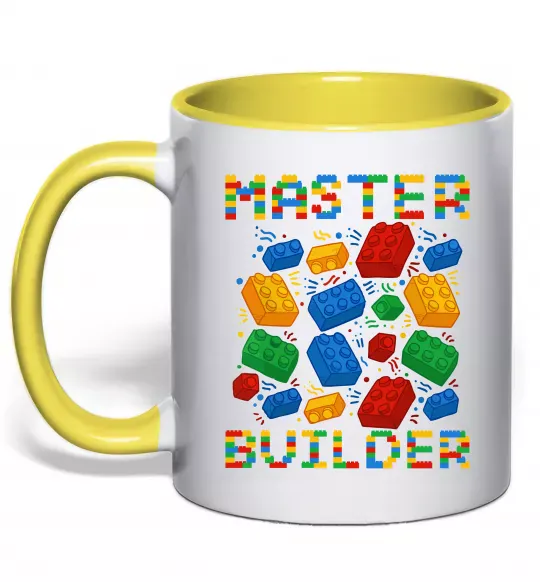 Чашка з кольоровою ручкою Master builder lego Сонячно жовтий фото