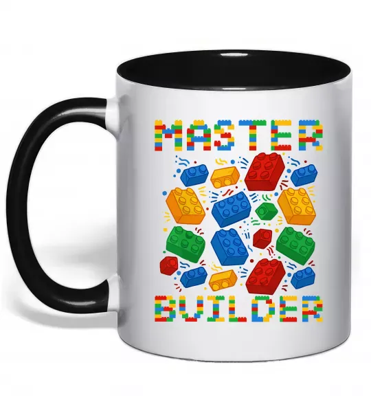 Чашка з кольоровою ручкою Master builder lego Чорний фото