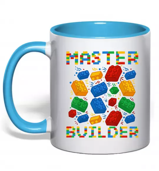 Чашка з кольоровою ручкою Master builder lego Блакитний фото