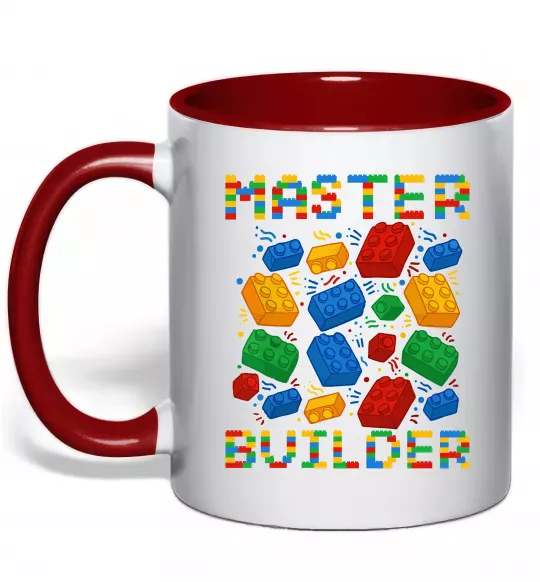 Чашка з кольоровою ручкою Master builder lego Червоний фото