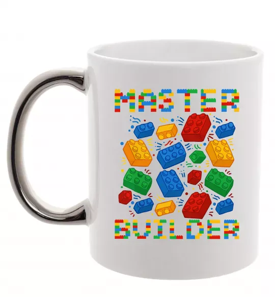 Чашка з кольоровою ручкою Master builder lego Срібло фото