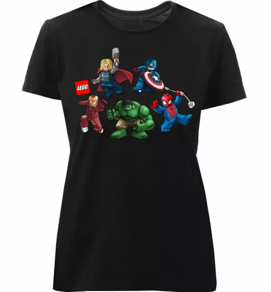 Женская премиум футболка Lego Marvel Черный фото