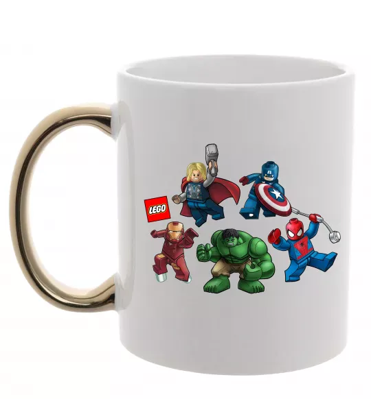 Чашка с цветной ручкой Lego Marvel Золото фото